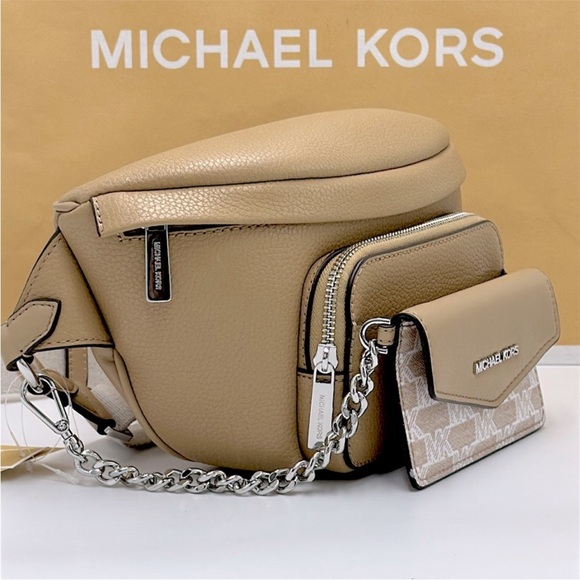 Michael Kors Maisie Lg Pebbled Leather 2-in-1 Sling Pack Fanny Pack Waist Belt - Picture 15 of 16